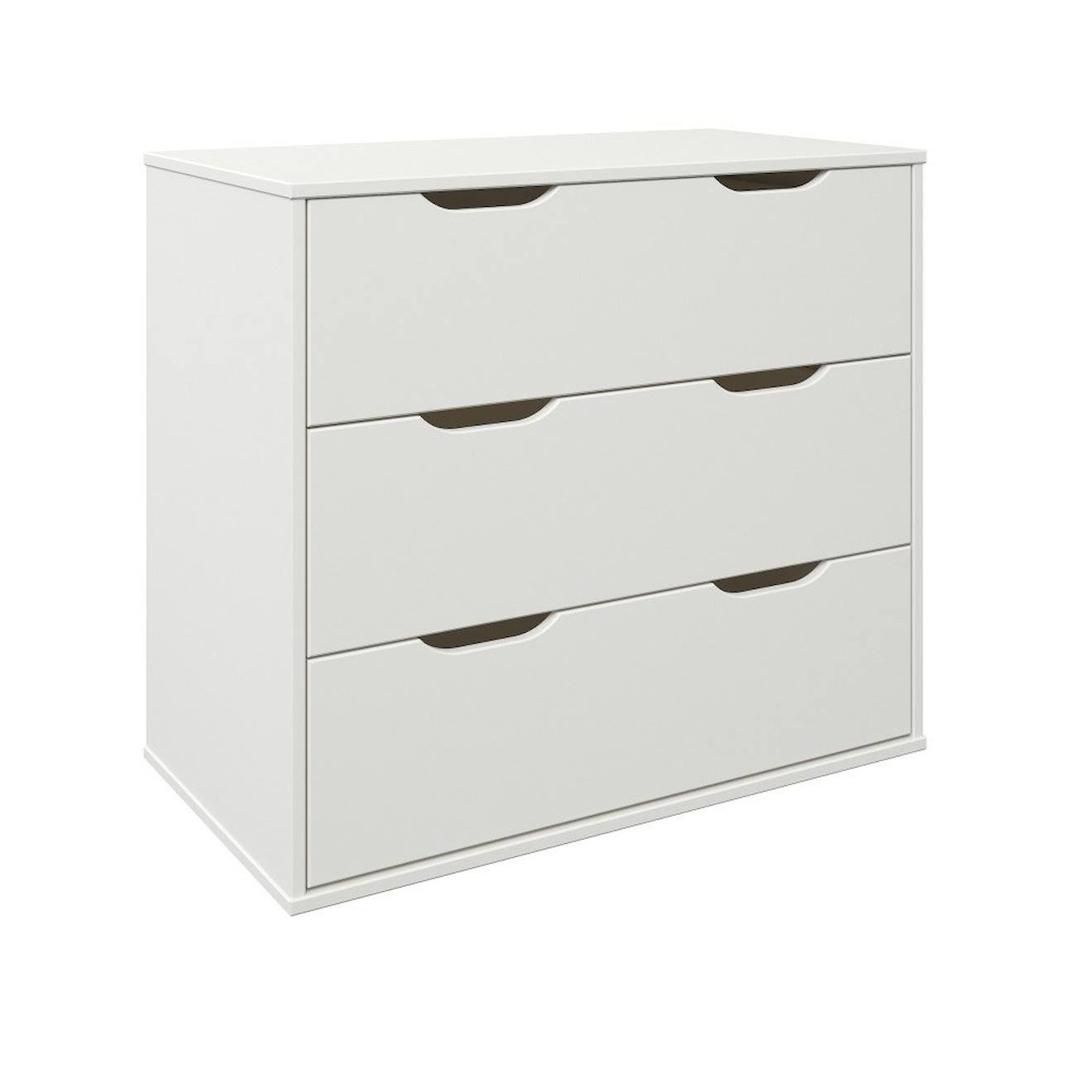 Commode 3 Tiroirs Effet Bois Colette Blanc