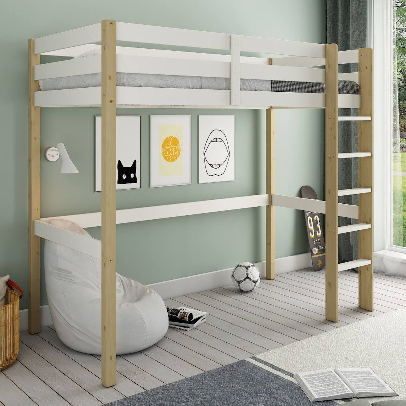 Lit Mezzanine Pin Massif Arthur Blanc-bois