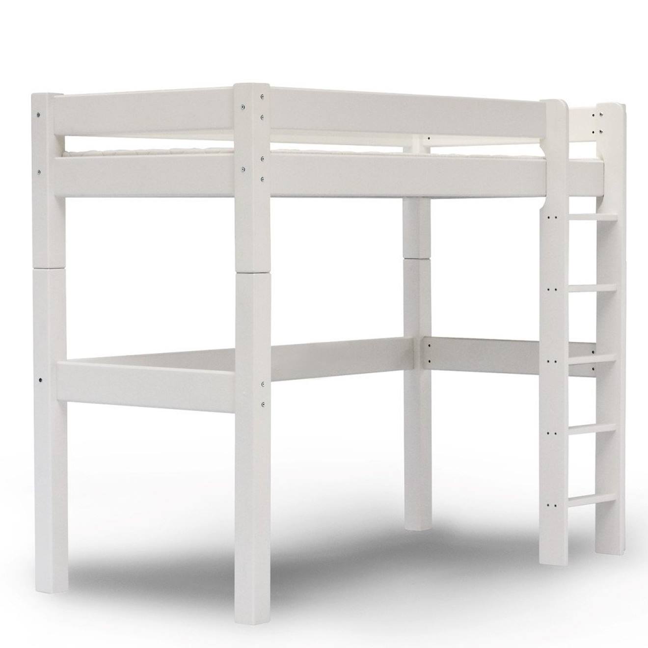 Lit Mezzanine À Échelle Droite Pin Massif Lilja Blanc