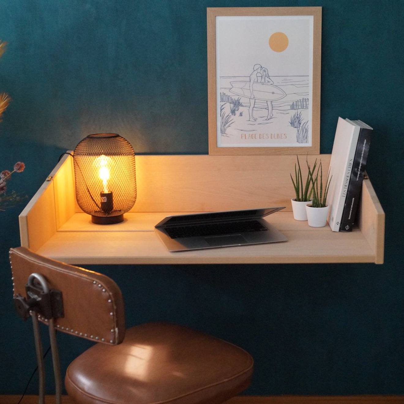 Bureau Mural Suspendu En Hêtre Naturel Armand Bois Naturel