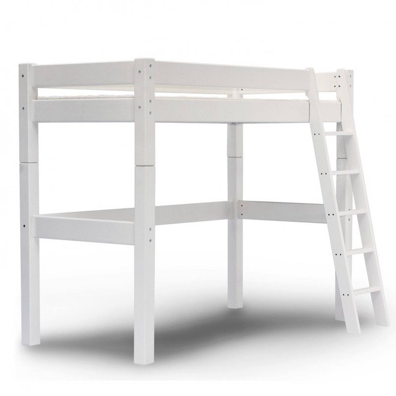 Lit Mezzanine À Échelle Inclinée Pin Massif Lilja Blanc