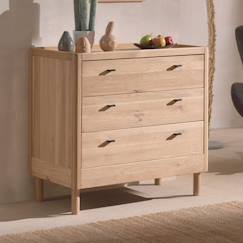 Chambre et rangement-Commode 3 tiroirs en chêne massif  romane