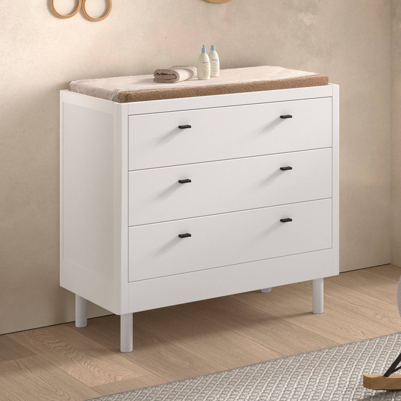Commode 3 Tiroirs En Hêtre Massif Aubane Blanc (Alfred & Compagnie) - Image 1