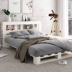 Chambre et rangement-Lit palette avec tête de lit pin massif  siméon