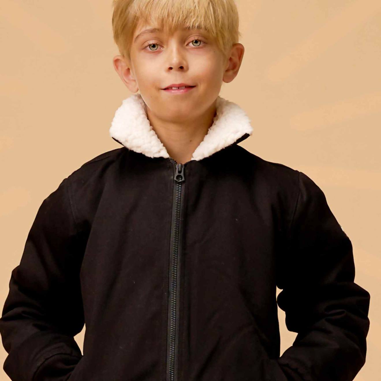 Blouson Doublure Col En Fausse Fourrure Top Gun Noir