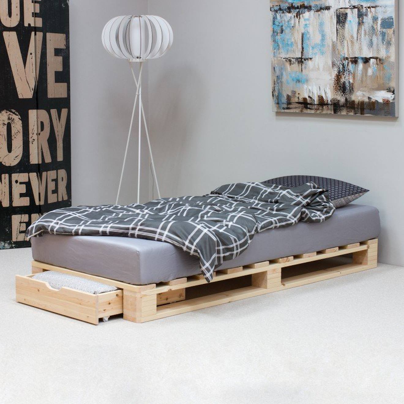 Lit Palette Pin Massif Siméon Bois Naturel