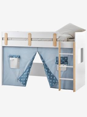 Rideaux Avec Tunnel Pour Lit Mezzanine Enfant - 100% Polyester, Bleu, 7 Pièces Avec Poches De Rangement