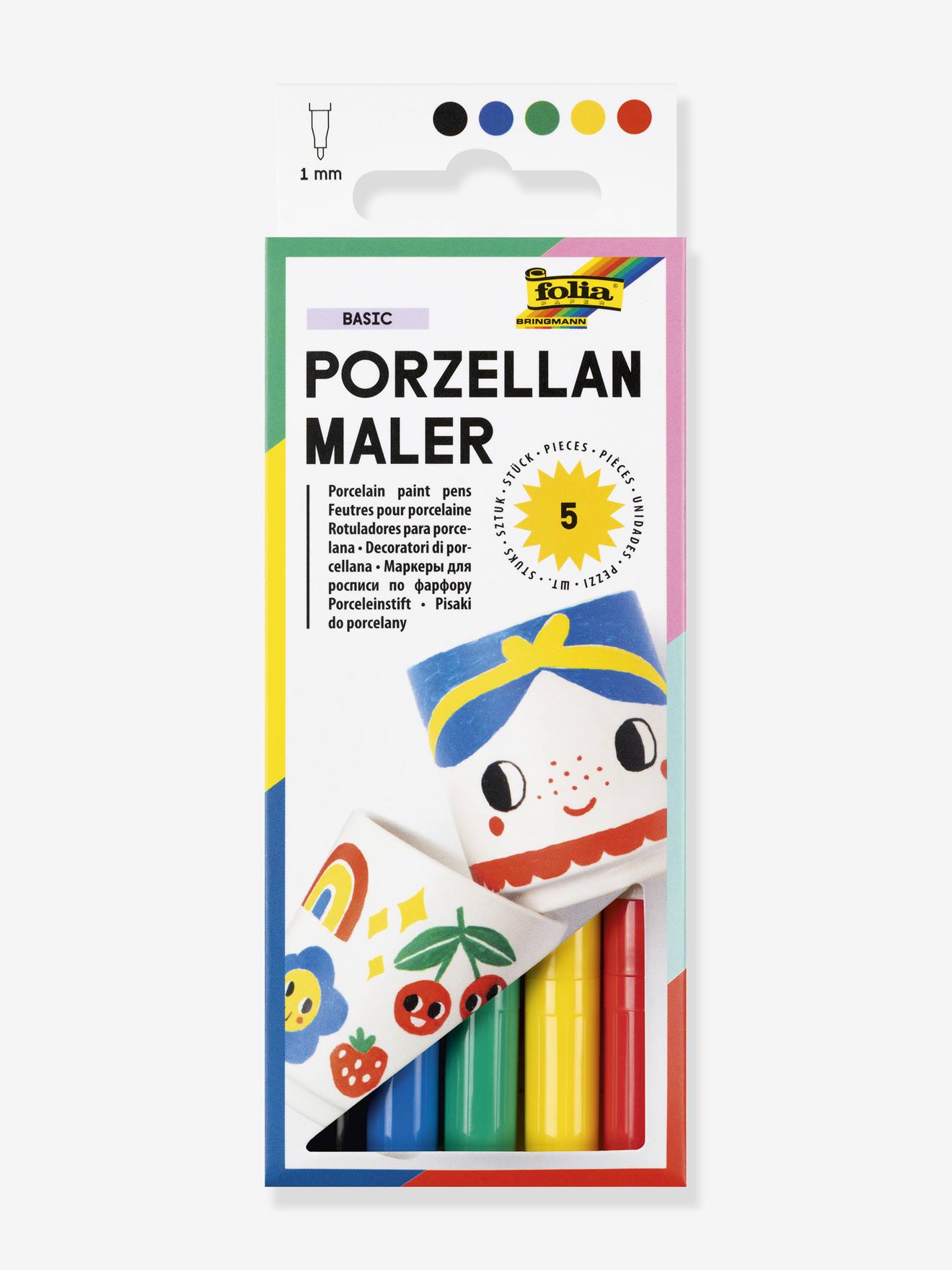 Set de 5 feutres pour porcelaine BASIC folia multicolore
