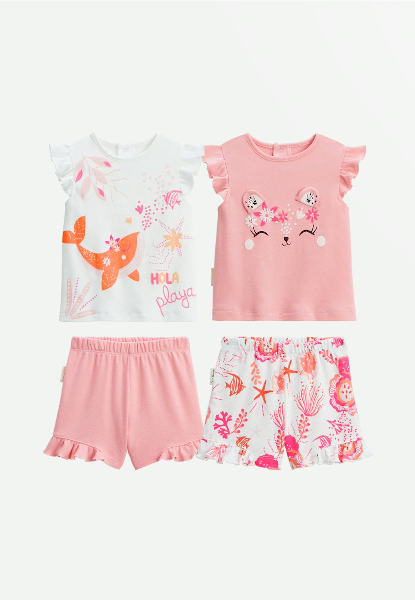 Lot De 2 Pyjamas Enfant Manches Courtes Bahamas Rose