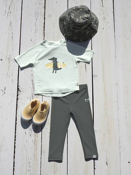 Tee-shirt de bains anti UV enfant LÄSSIG manches courtes écru+pêche+sable+vert 12 - vertbaudet enfant 