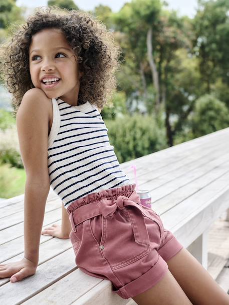 Fille-T-shirt, sous-pull-Débardeur fille en côtes 