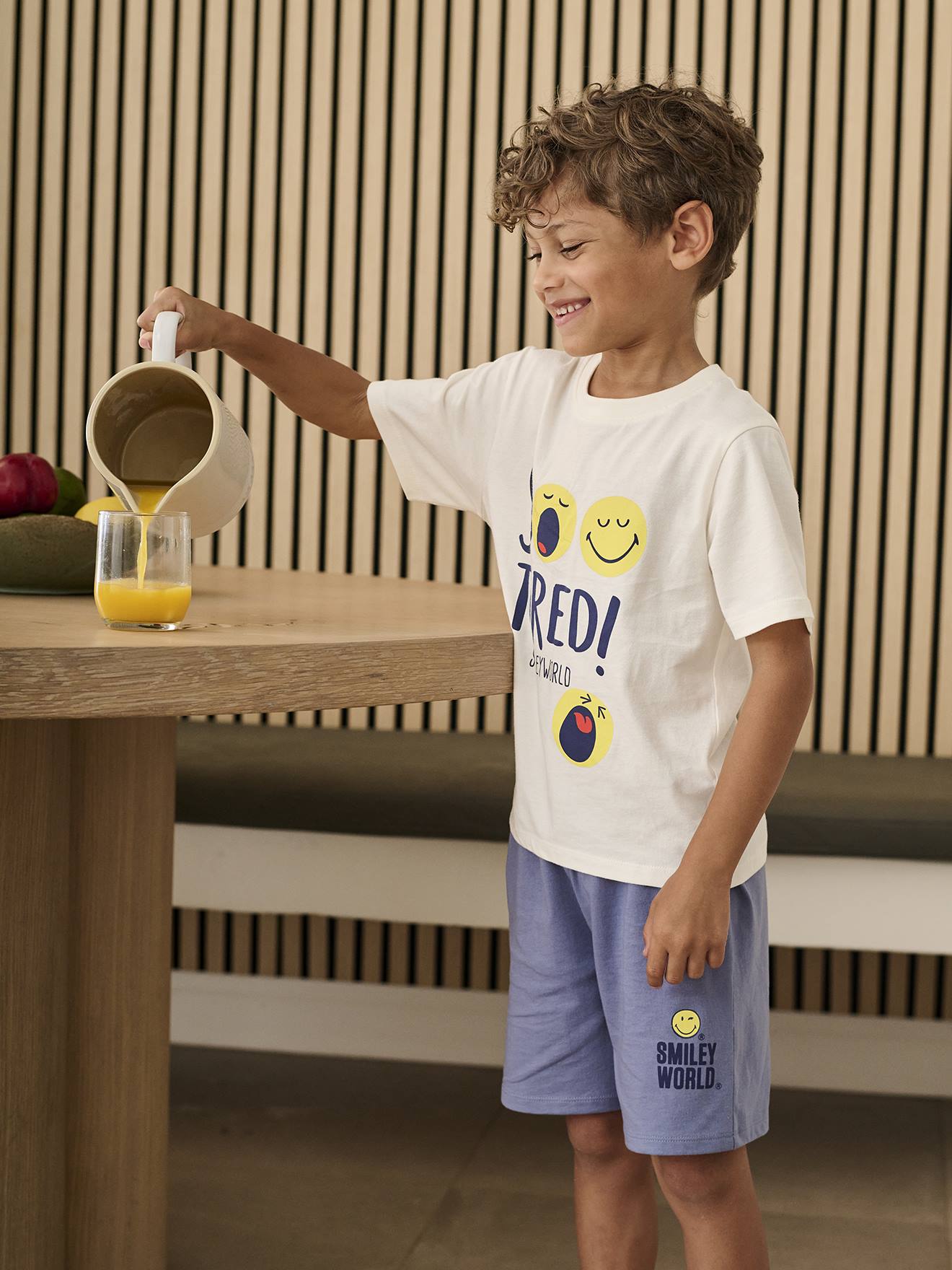 Pyjashort Smiley World so tired bleu chambray