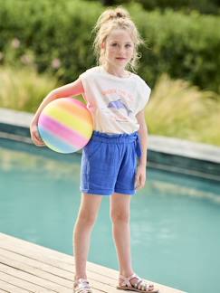 -Short en gaze de coton style "paperbag" fille