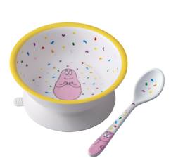 Puériculture-Repas-Vaisselle, coffret repas-Bol ventouse avec cuillère barbapapa