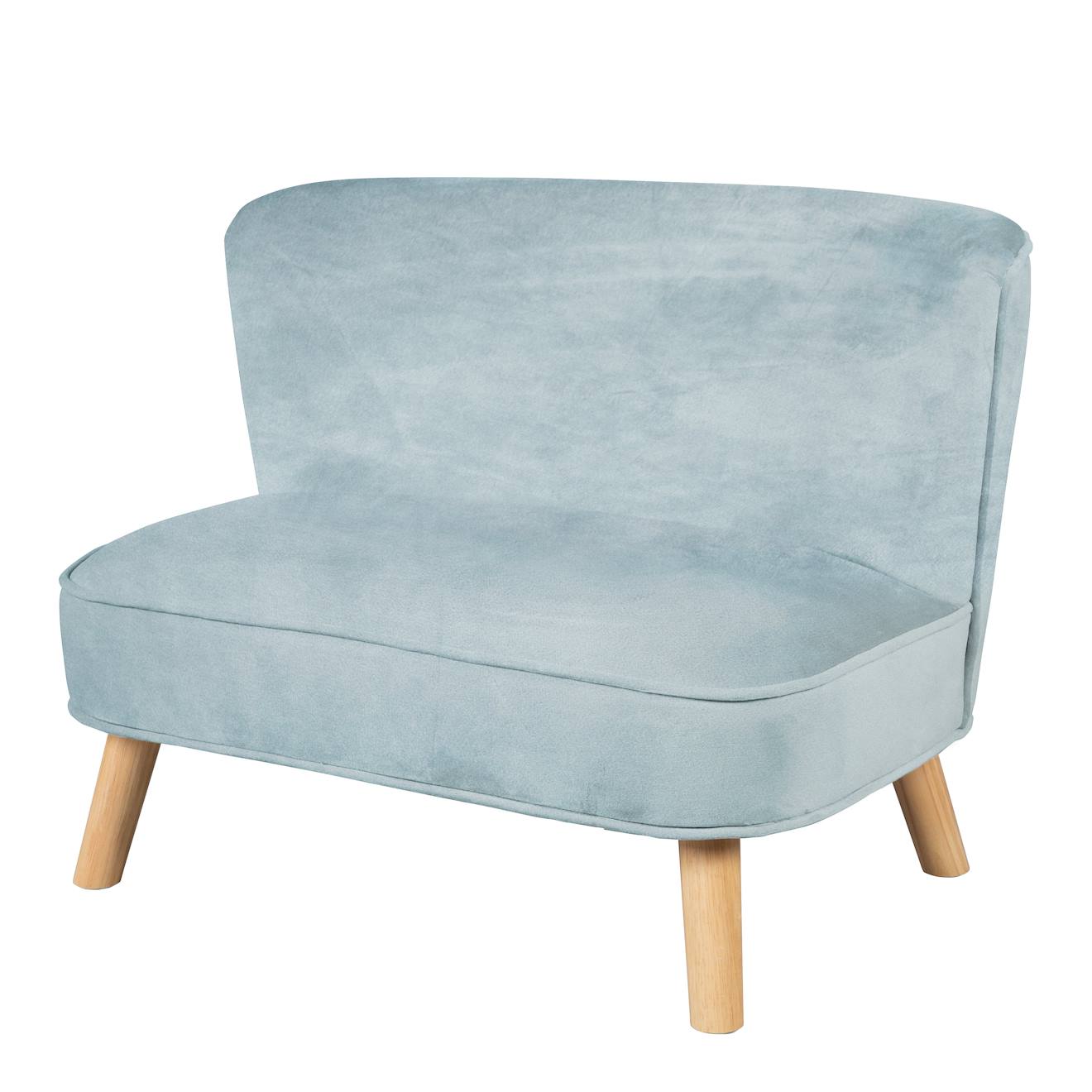 Canapé Enfant En Velours Et Bois Massif - Rembourré En Mousse - Lil Sofa Bleu Clair