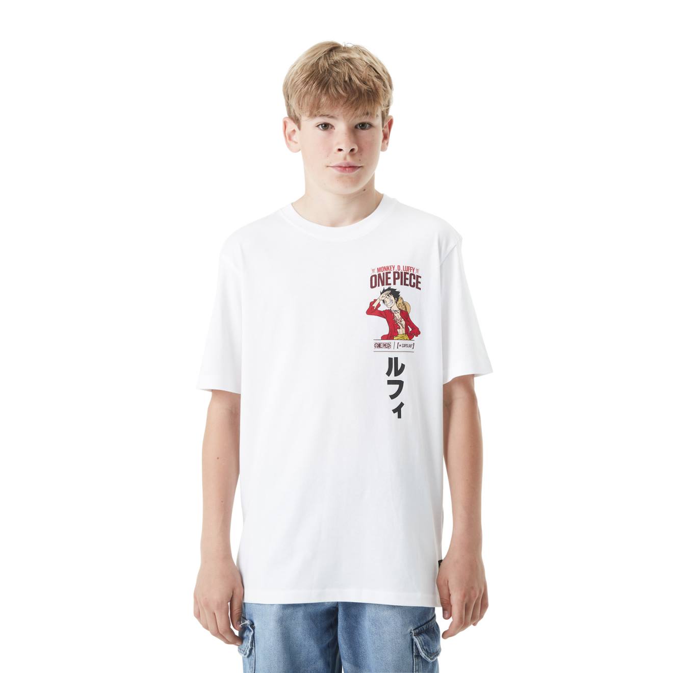 T-shirt En Coton Relax Fit Avec Print One Piece Luffy Jr Blanc/rouge