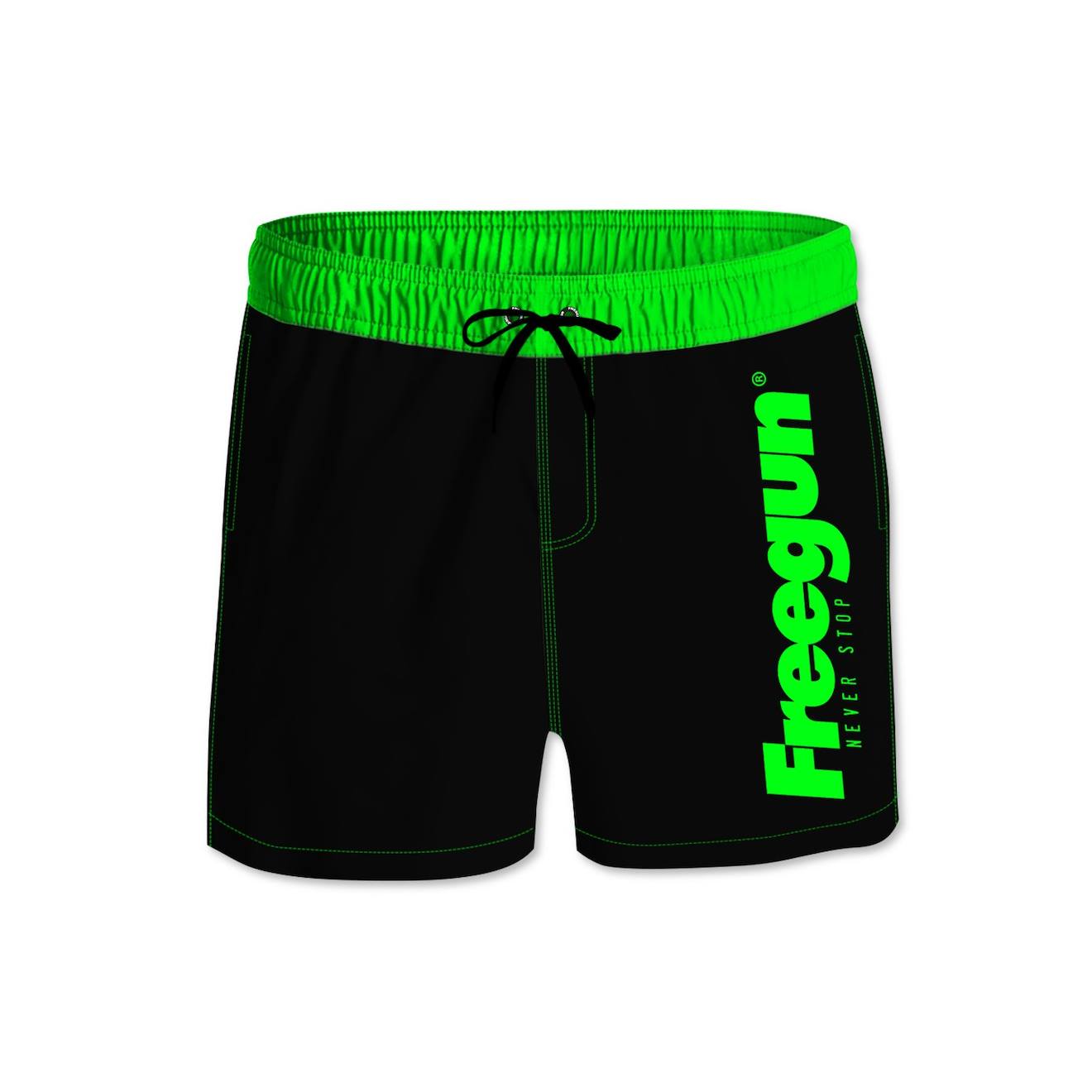 Boardshort Court Ceinture Élastique Et Colorée Noir/vert