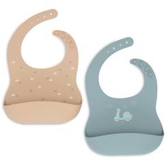 Puériculture-Repas-Lot de 2 bavoirs en silicone on the go