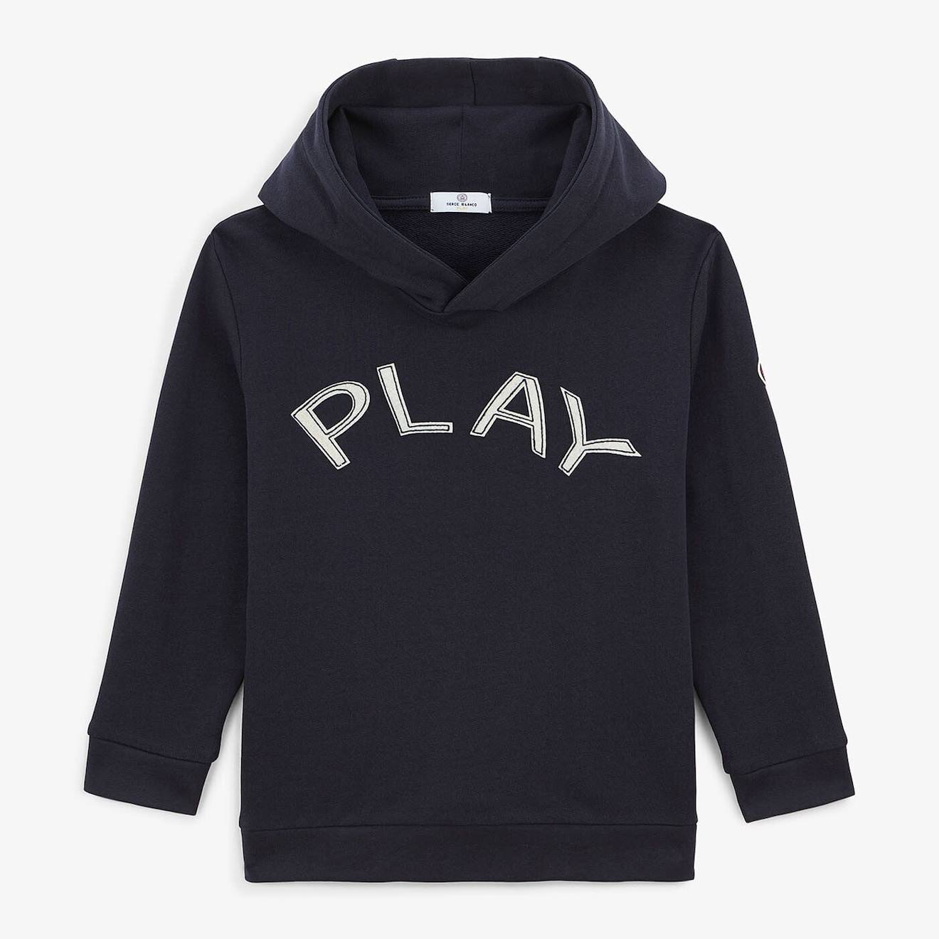 Sweat Junior À Capuche Play En Molleton Bleu Foncé