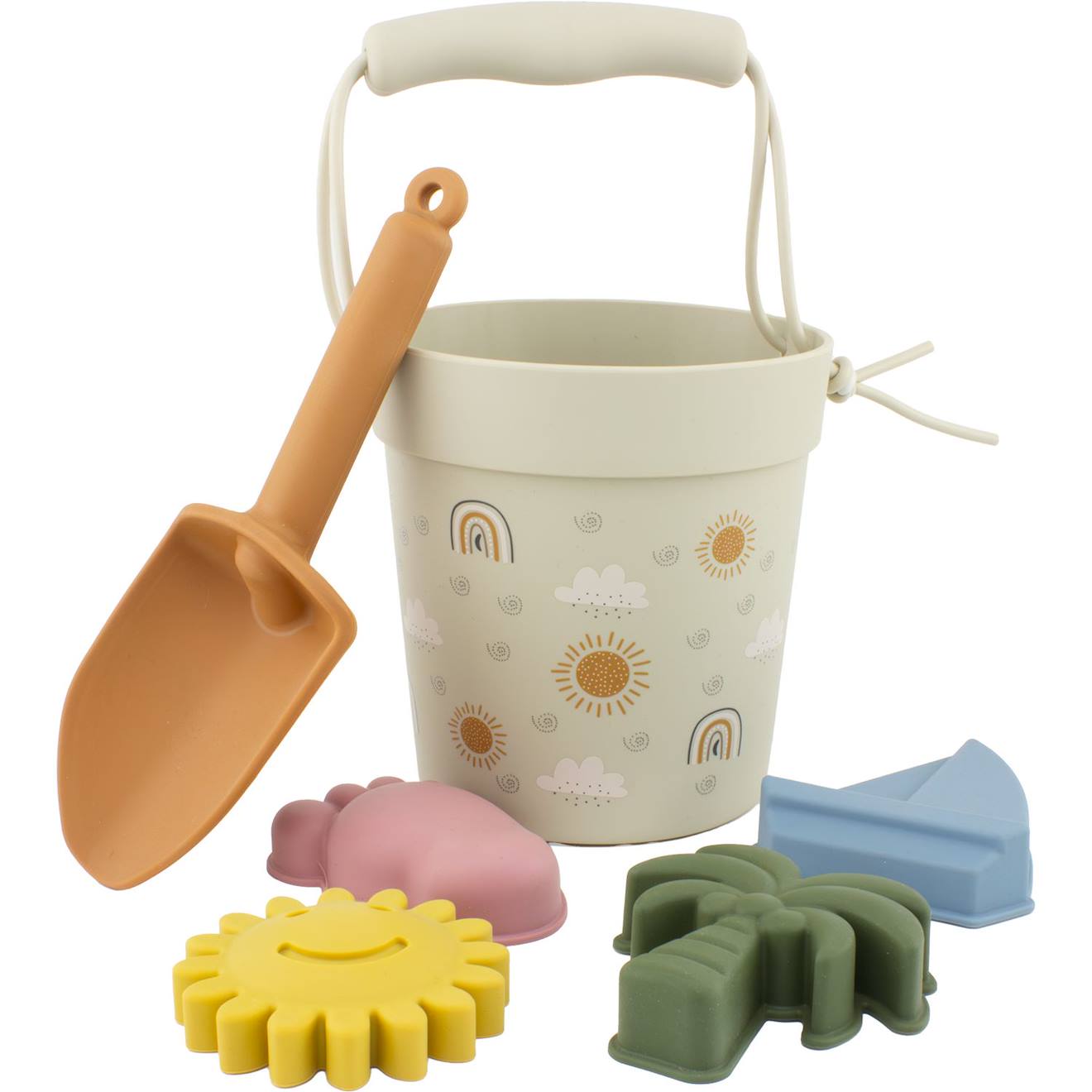 Seau De Plage En Silicone Arc-en-ciel Beige