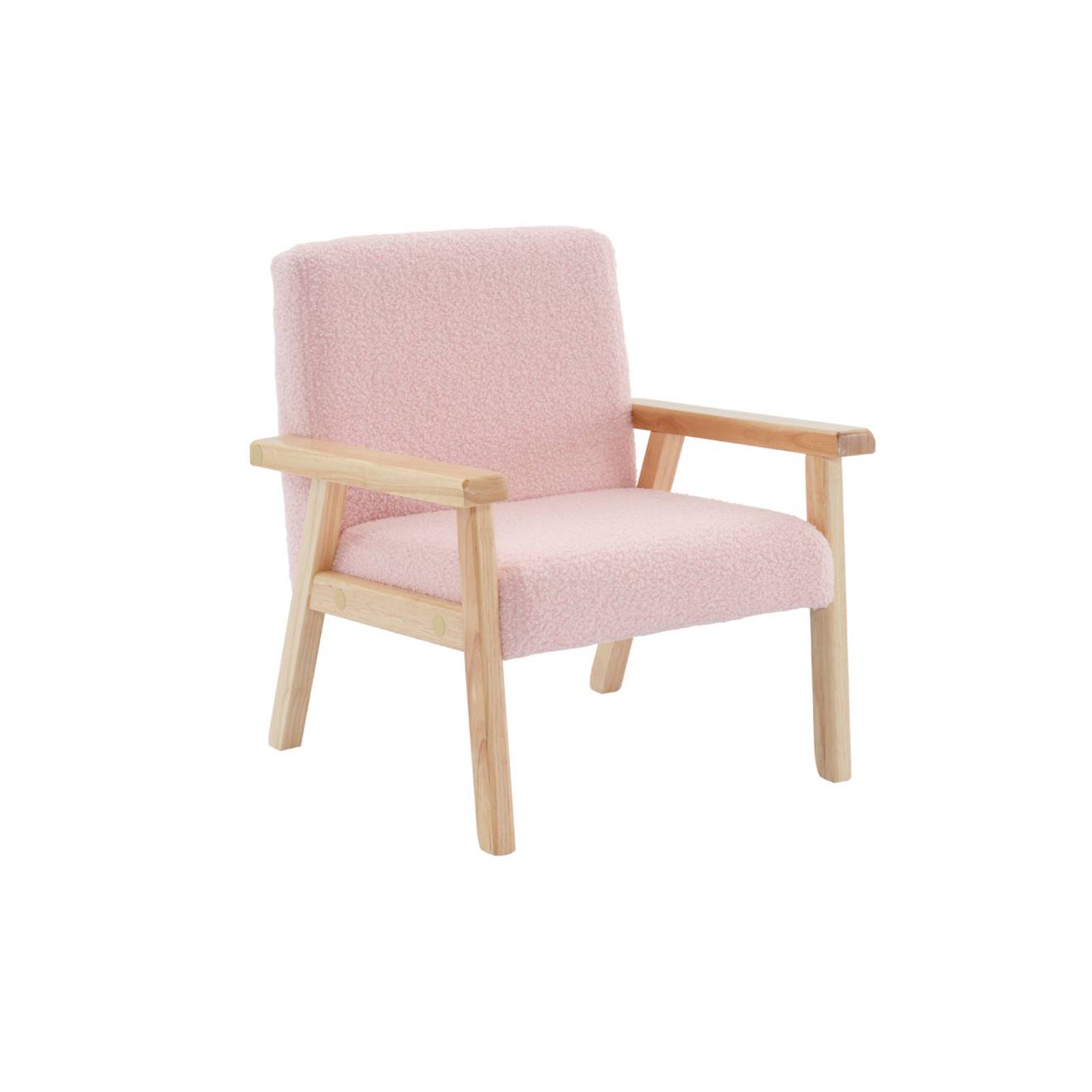 Fauteuil Scandinave Enfant Bouclette Et Bois D'hévéa Isak Kid Rose