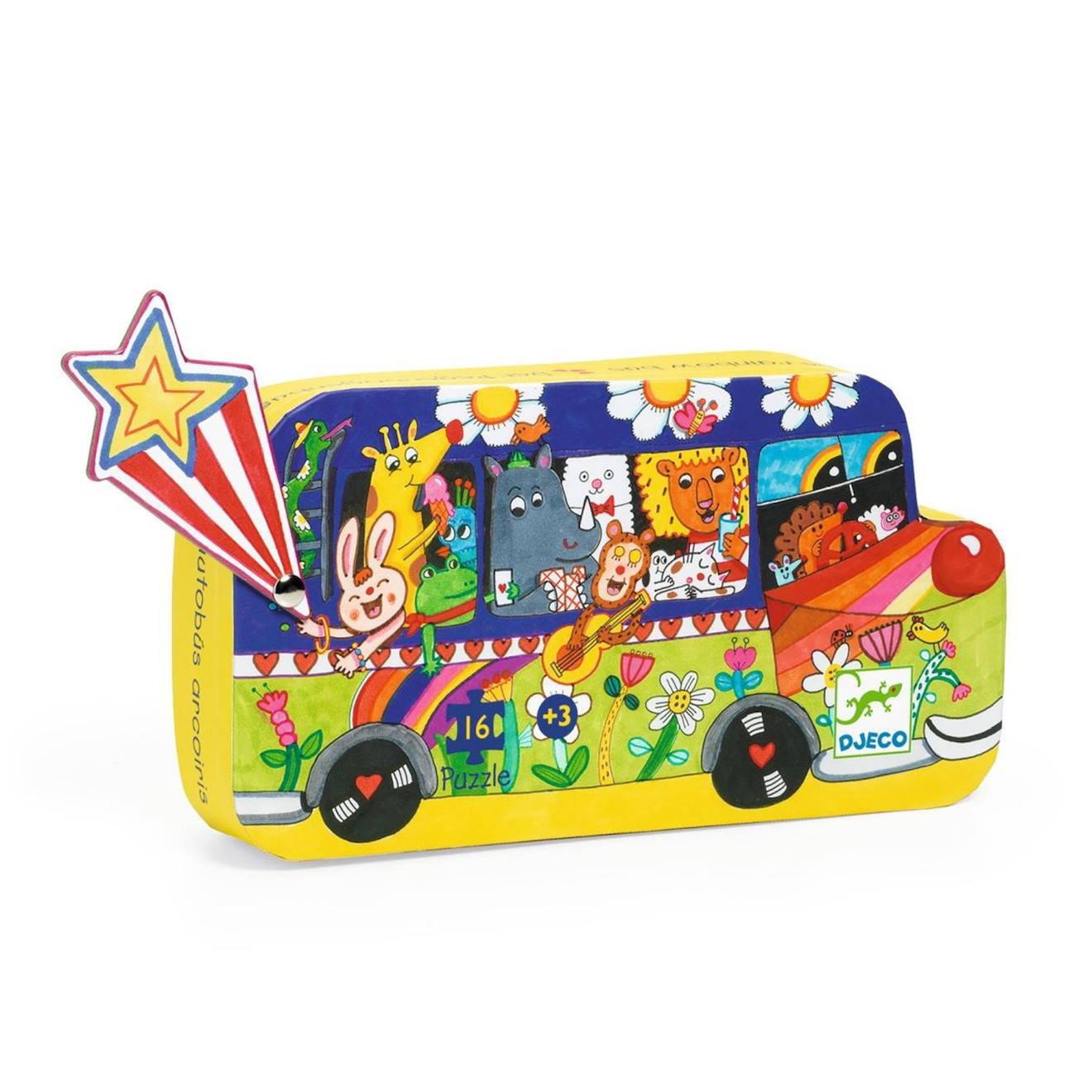 Le Bus Arc-en-ciel Puzzle 16 Pièces Multicolore