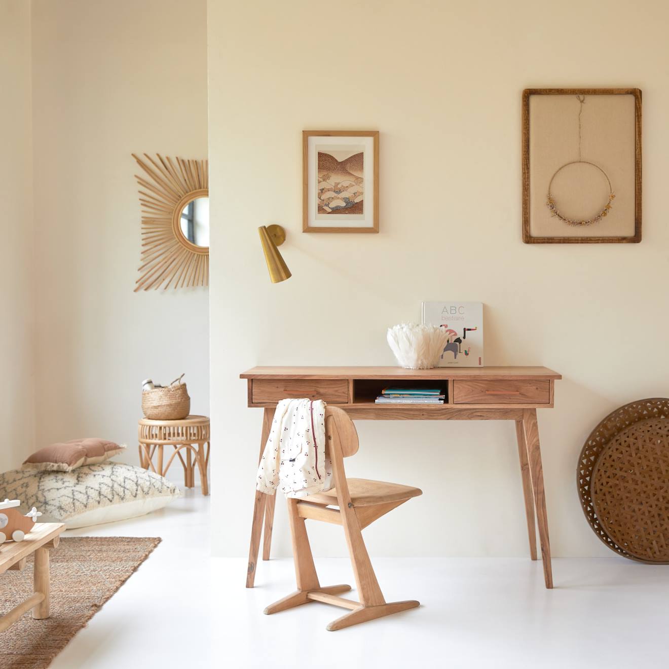 Bureau Enfant En Bois D'acacia Oslo Naturel