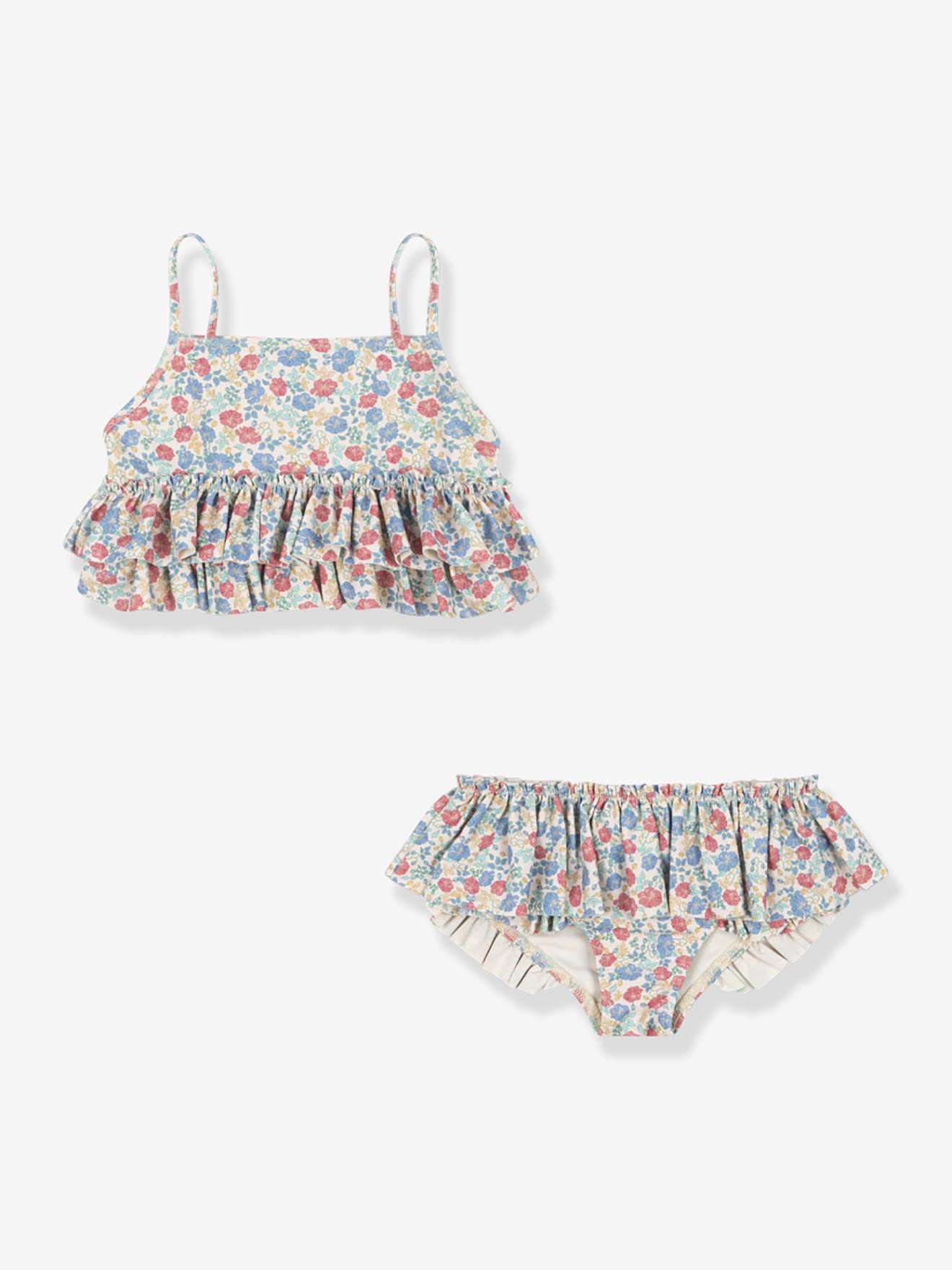 Maillot de bain 2 pièces à volants Manuca bleu clair