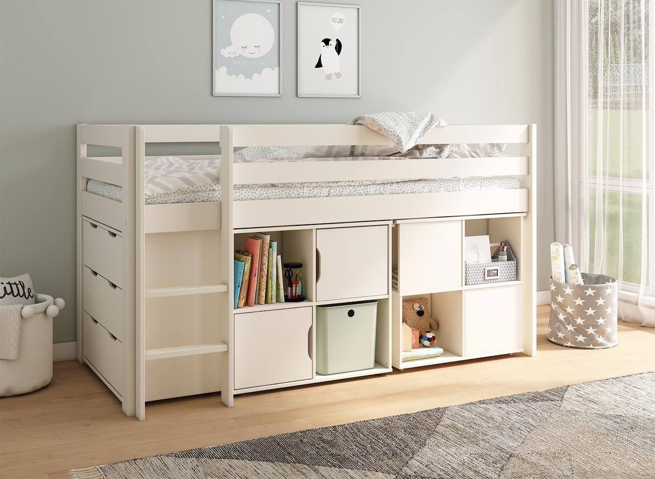 Commode 3 Tiroirs Jade Blanc