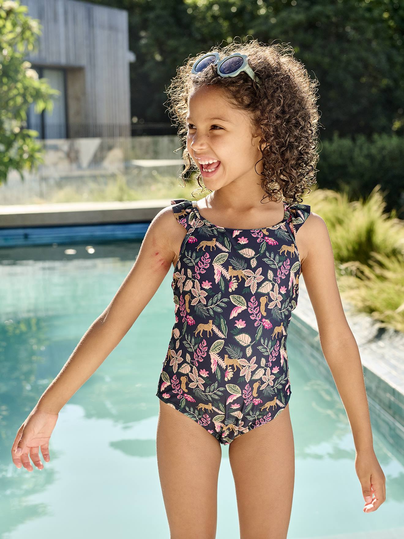Maillot de bain 1 pièce imprimé fille Capsule famille encre