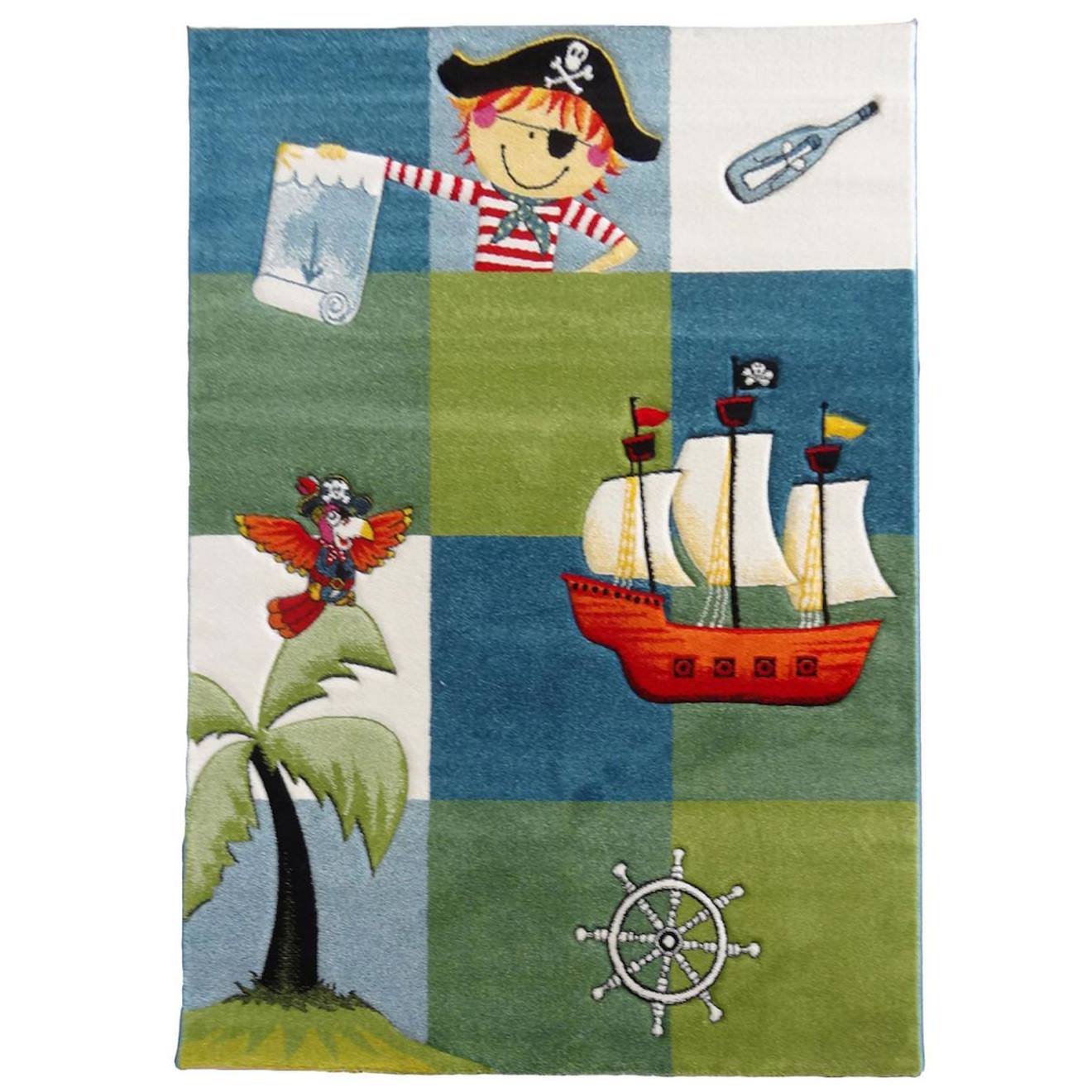 Tapis Chambre Tissé Motif Enfant Spirate Bleu