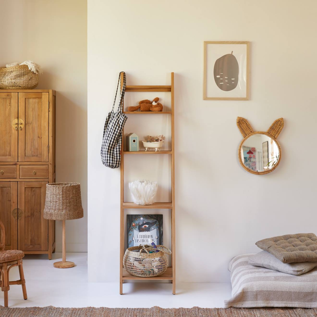 Bibliothèque Enfant En Bois De Teck 40x160 Bahya Step Naturel
