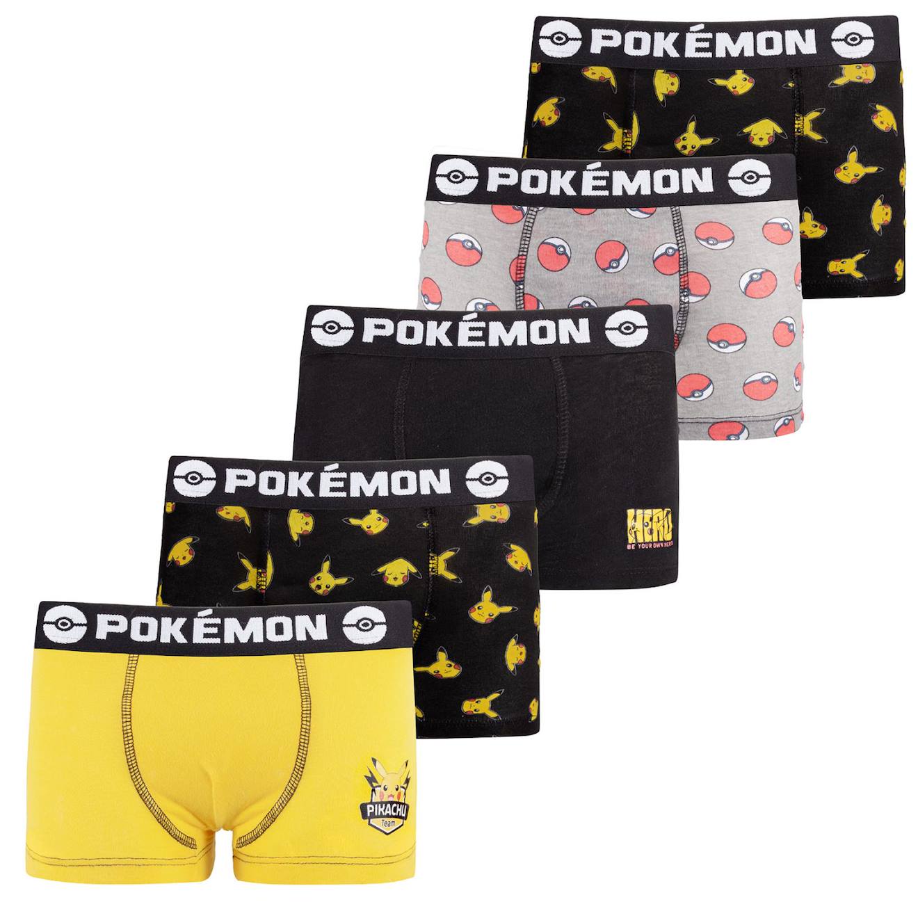 Lot De 5 Boxers Coton Pokemon Multicolore