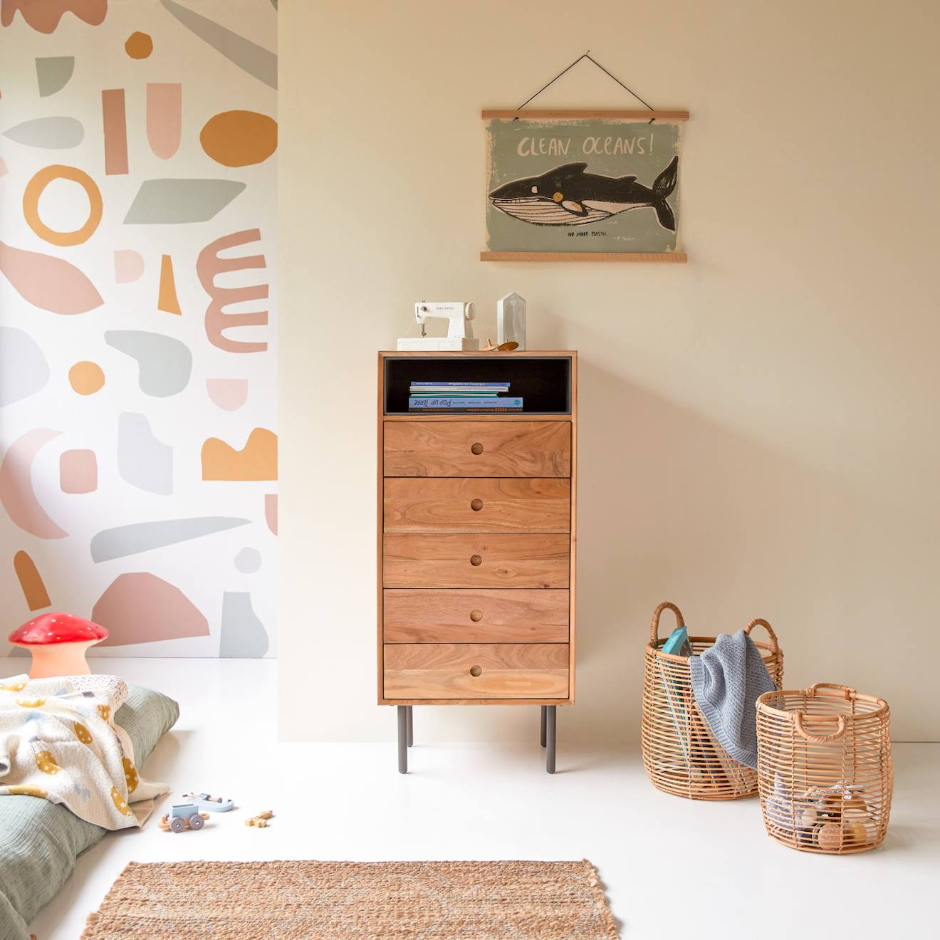 Chiffonnier Enfant En Bois D'acacia 5 Tiroirs Pavel Naturel