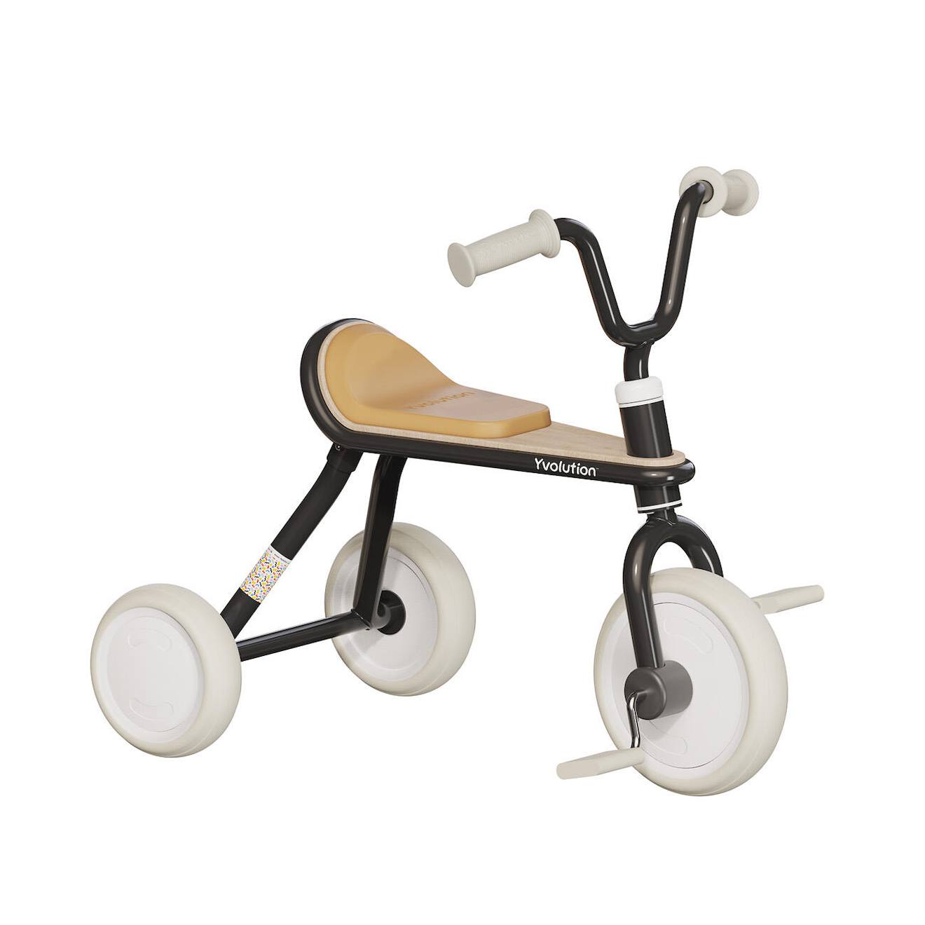 Tricycle Draisienne Vintage Ergonomique Yvolution Classic Trike Noir Et Maron
