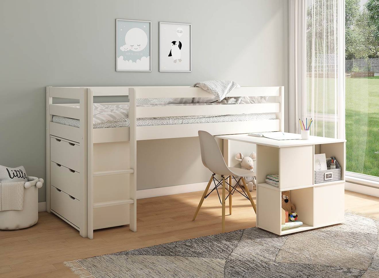 Bureau Avec Rangement Pour Lit Jade Blanc