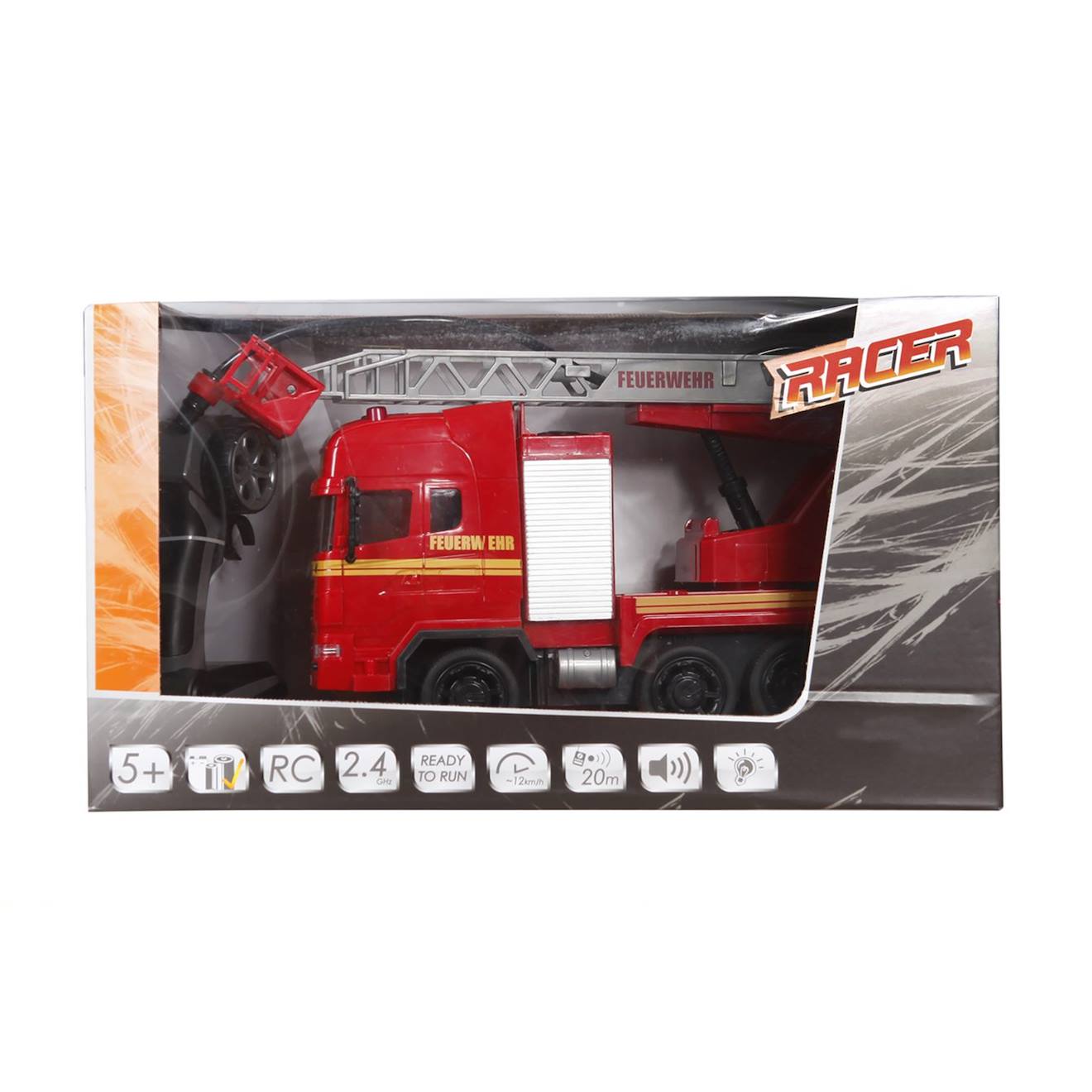 Camion De Pompiers Racer R/c Avec Son Et Lumière 2.4ghz Rouge