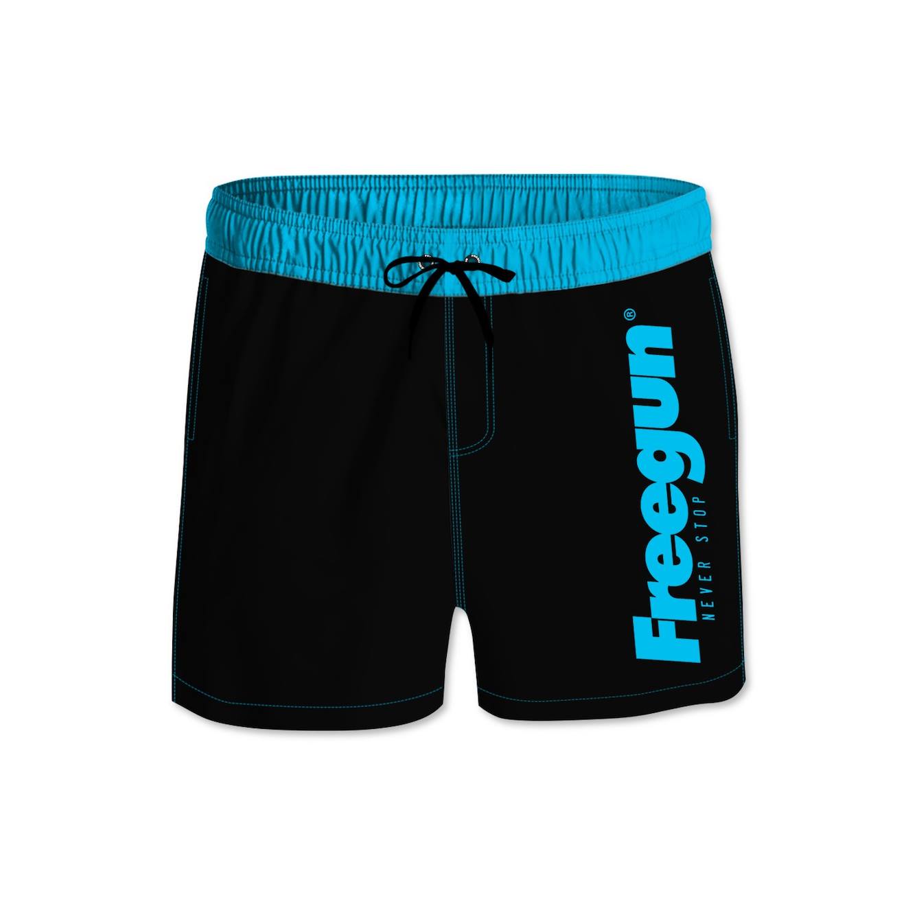 Boardshort Court Ceinture Élastique Et Colorée Noir/bleu
