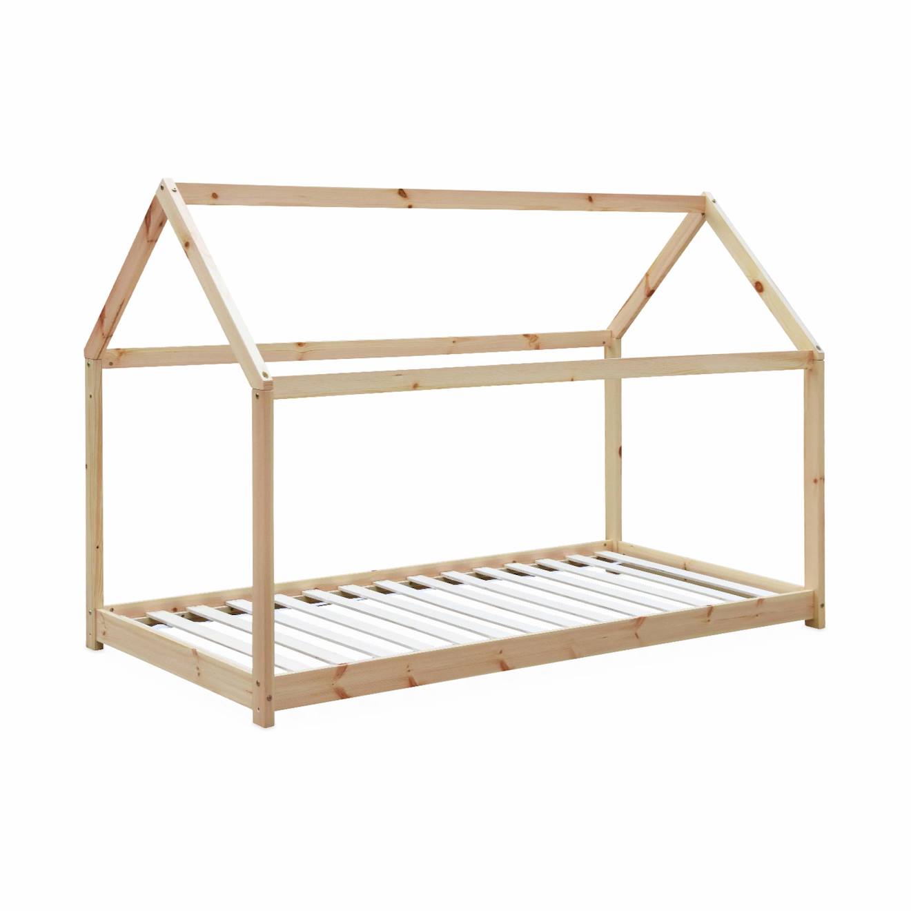 Lit Cabane Enfant Pin Naturel Sommier Inclus Tobias Naturel