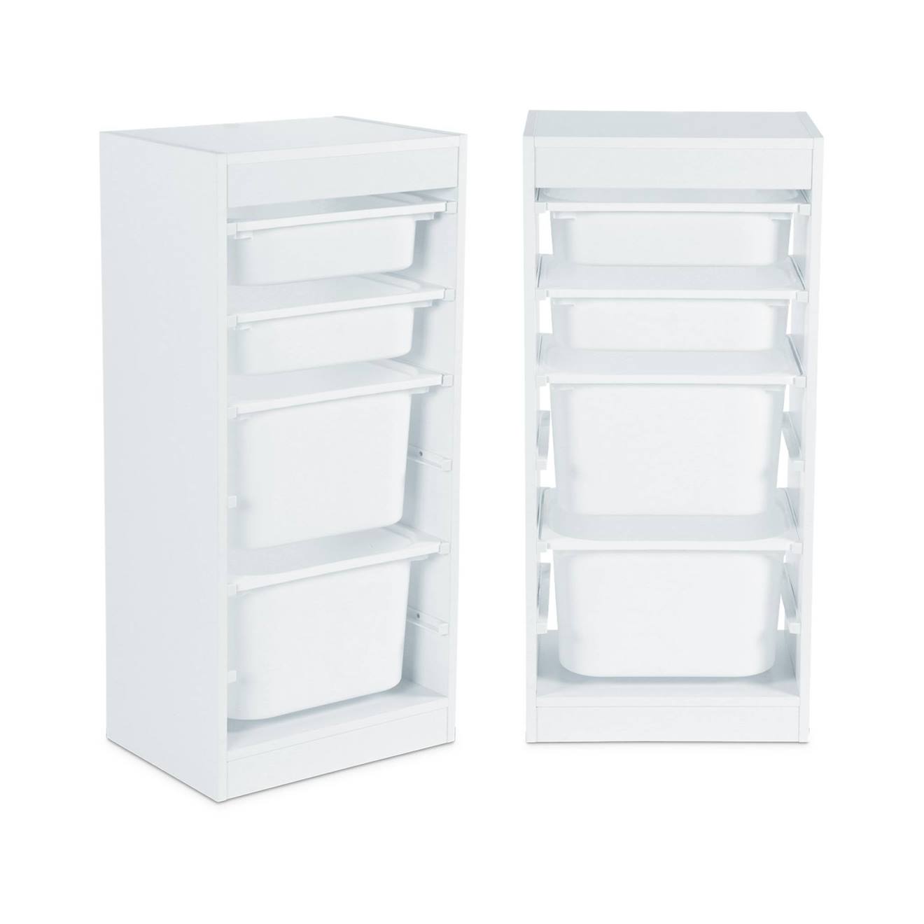 Meuble De Rangement Enfant 4 Bacs De Rangement (lot De 2) Sora X2 Blanc