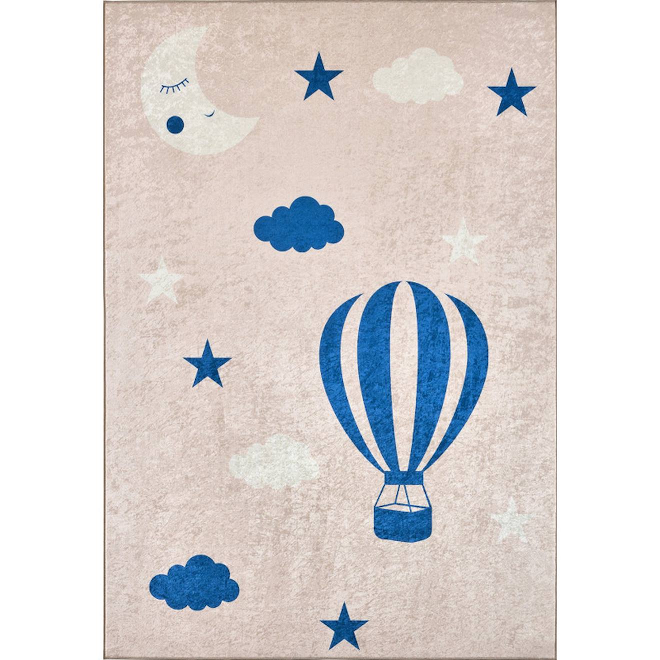 Tapis Enfant Montgolfière Bleu