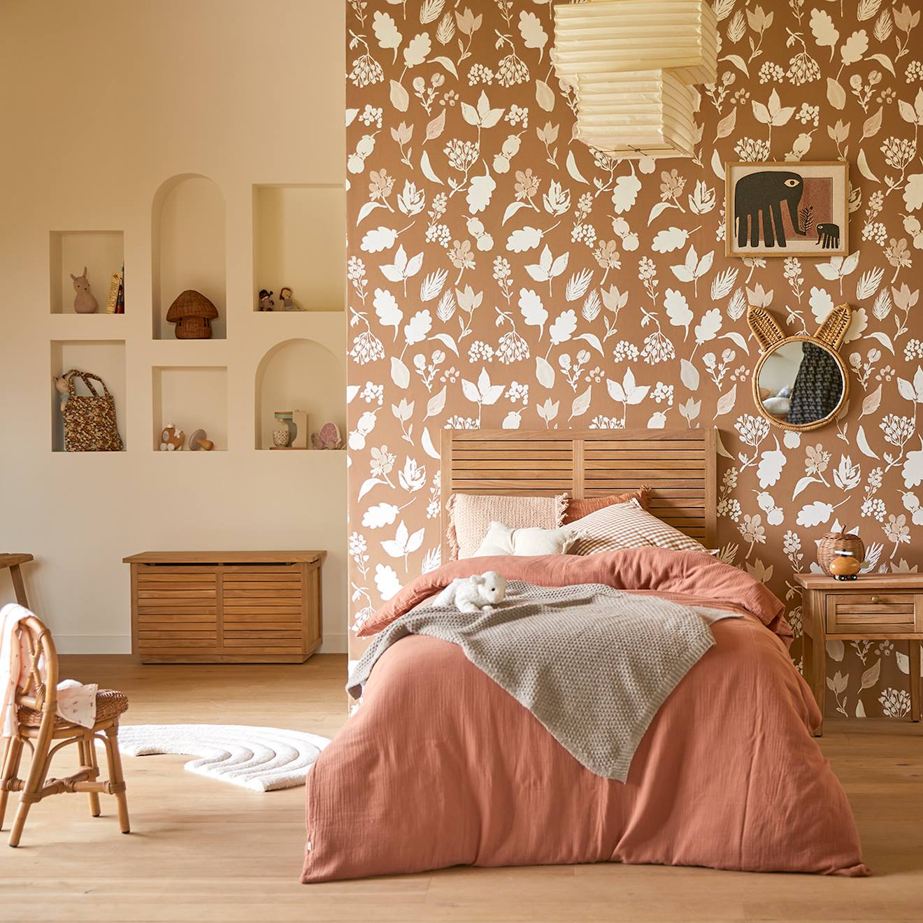 Tête De Lit Enfant En Bois De Teck 95 Suzette Marron Foncé