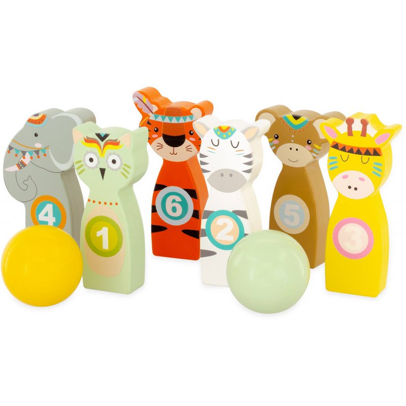 Jeu De Quilles Animaux 10 Cm Beige