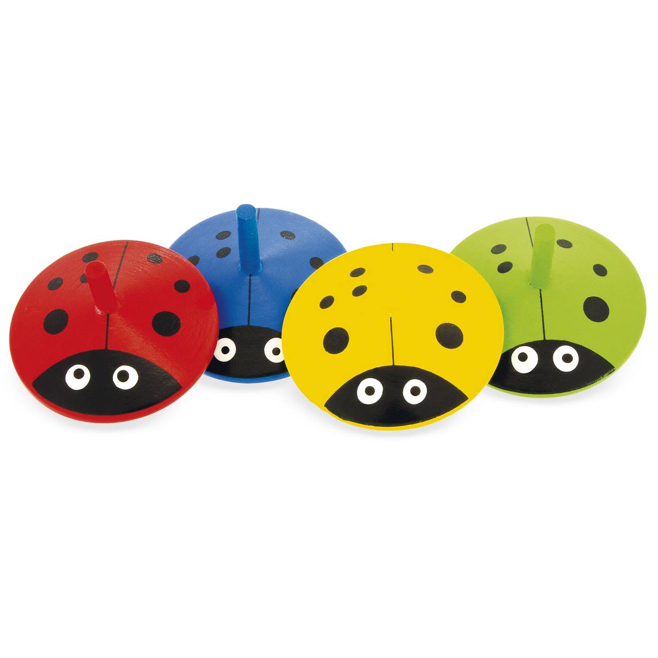 Lot De 4 Toupies Coccinelle Rouge