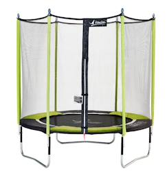 Jouet-Trampoline jardin ø 250?cm + filet de sécurité - jumpi 250 - noir/vert
