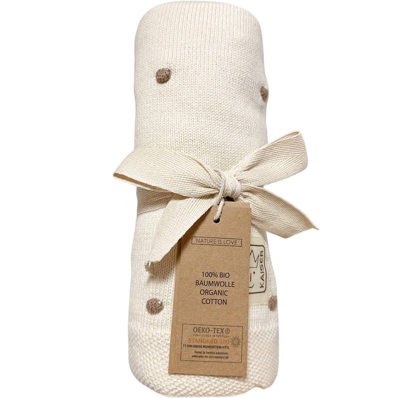 Couverture En Tricot Et Coton Bio Crème, Marron (Kaiser) - Image 1