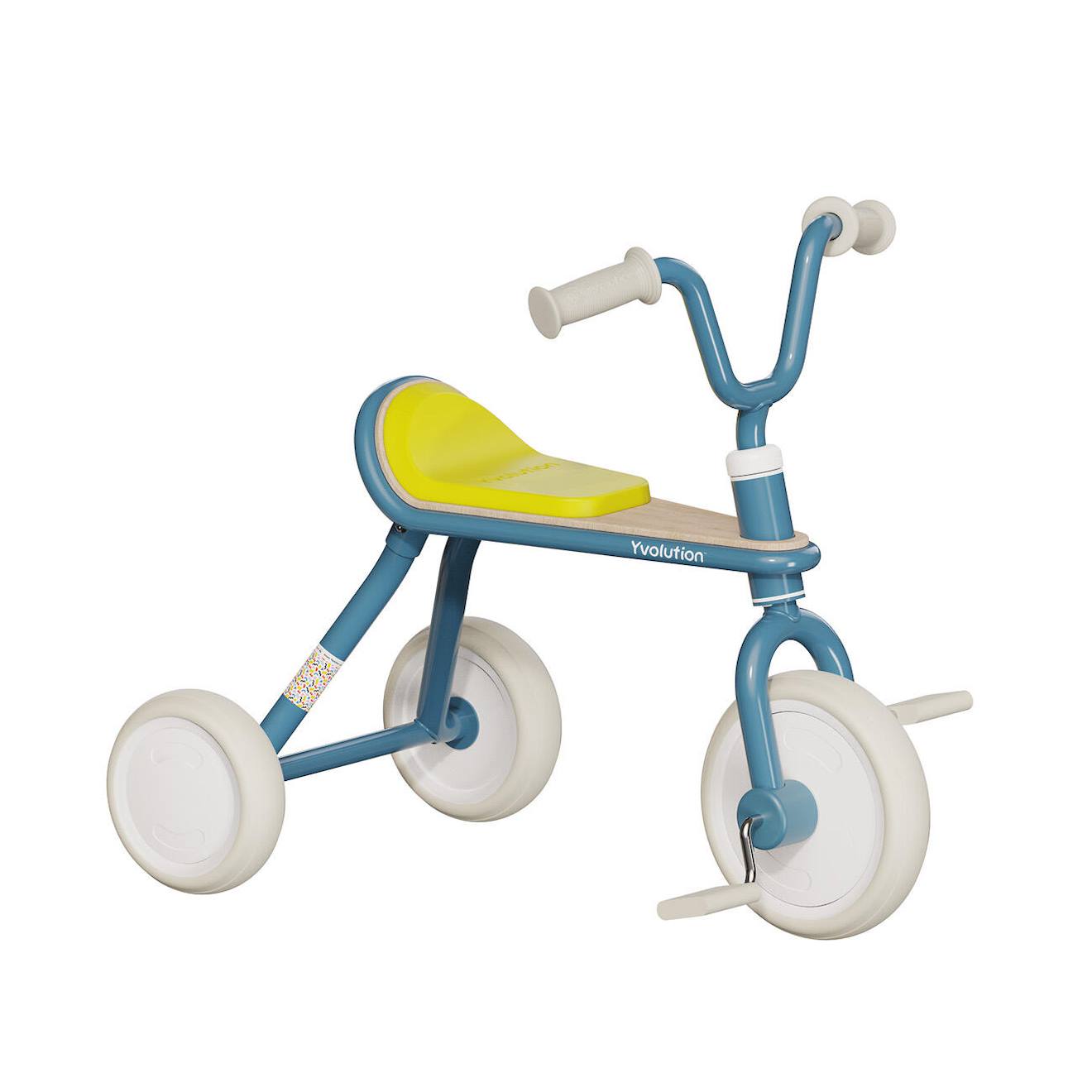 Tricycle Draisienne Vintage Ergonomique Yvolution Classic Trike Bleu Et Jaune