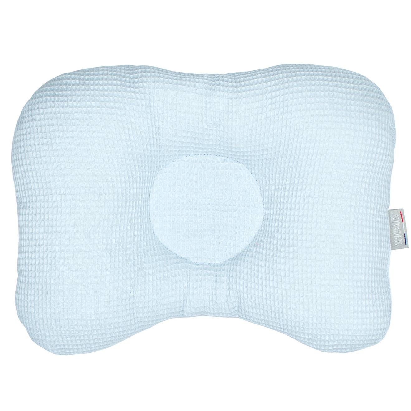Coussin Cale-tête Ergonomique En Coton Nid D'abeille Bleu