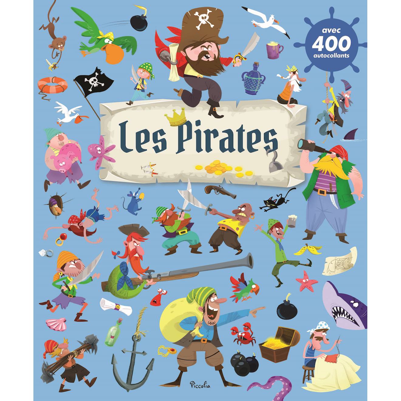 400 Autocollants Les Pirates Bleu