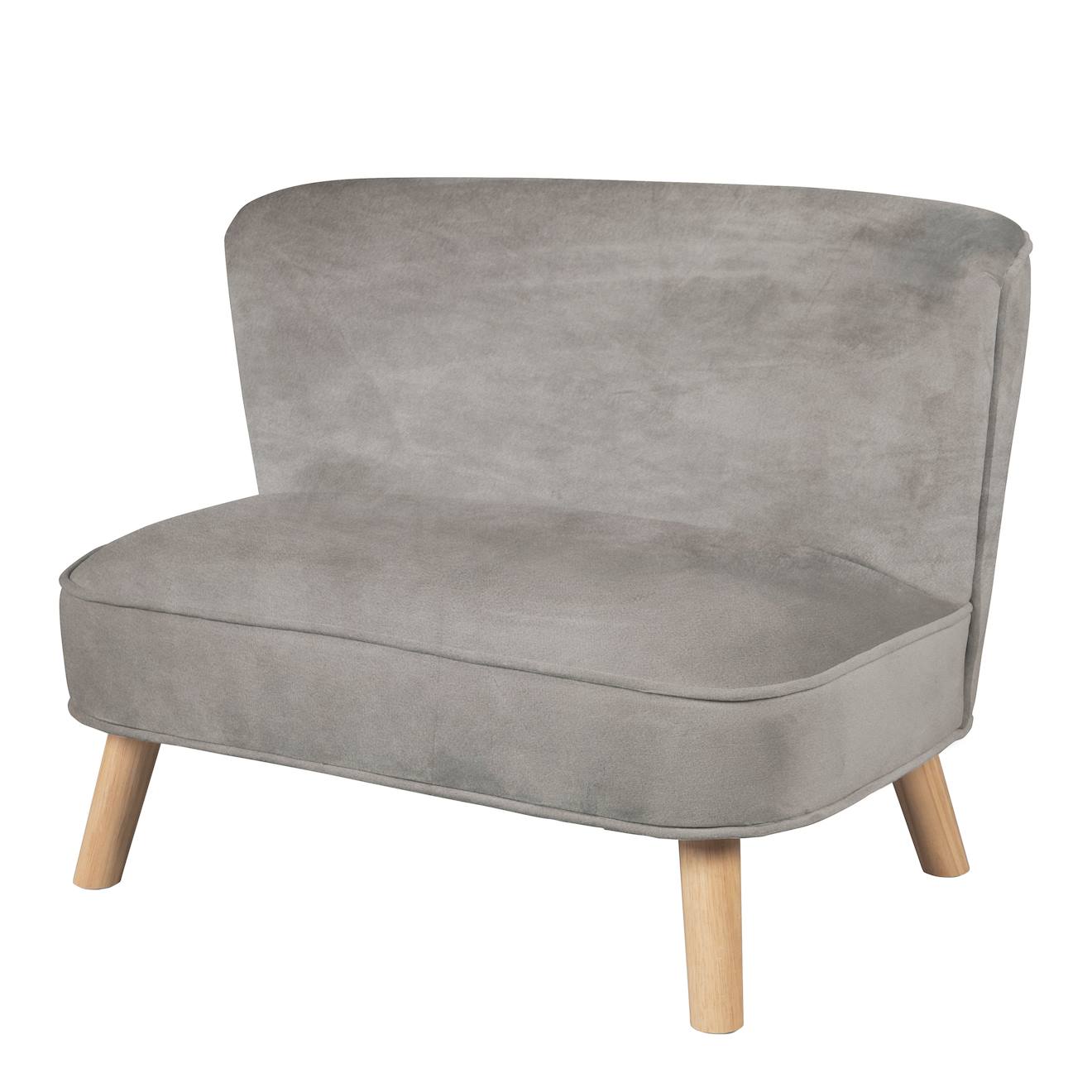 Canapé Enfant En Velours Et Bois Massif - Rembourré En Mousse - Lil Sofa Gris Argenté
